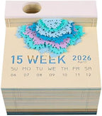 Time Piece Calendar, 2027 Desk Calendar, 3D Tear-Away Paper Carving Art Memo Pad Notepad Gift for Christmas Housewarming Desktop Decoration(with Calendar, Without Light) - Image 3