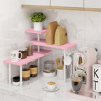 Homode 3-Tier Counter Organizer Shelf for Bathroom, Corner Shelf for Countertop, Over Sink, Make Up, Dresser Table, Desktop - Pink - Image 3