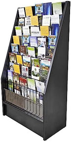 FixtureDisplays® Literature Rack Brochure Holder Leaflet Coupon Stand Greeting Card Rack 9 Tier 45 Facing Travel Information Kiosk Easy Assembly Video in Description 1453 Black-NF by FixtureDisplays