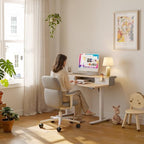 FEZIBO 48 X 24 Inch Standing Desk with Storage, Adjustable Height Sit Stand Desk with Sliding Pegboard Organizer, Felt Wall Bumper, Monitor Arm Compatible for Home Office Workstation, Maple - Image 2