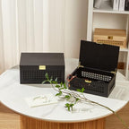 Decorative Rattan Storage Boxes Baskets with Lid Wooden Frame - Image 7
