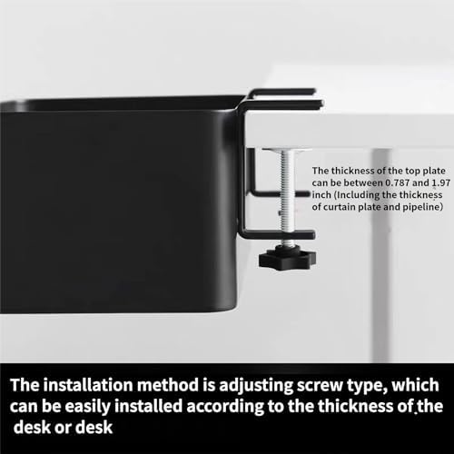 No Drill Desk Side Storage,Hanging Organizer,Clamp on Table Basket,Minimalist,Metal material,To Store Office Accessories, Gaming Devices,Storage for Office & Home,Black - Image 3
