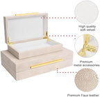 Ivory Shagreen box Set of 2 Faux Leather Decorative Boxes,Large Nesting Storage Decorative Boxes with Lids for Modern Home Decor Stacking Jewelry Box Organizer - Image 2