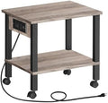 HOOBRO 2-Tier Printer Stand with Charging Station, Under Desk Printer Table, Printer Cart with Storage Shelves, Shelf for Small Spaces, for Home Office, Greige and Black BG38UPS01 by HOOBRO