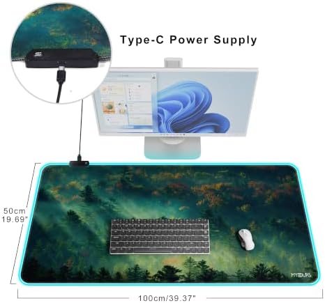 Mydours 40" x 20" RGB Gaming XXL Large Mouse Pad (Forest) - Image 4