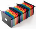 SUIN Expanding Hanging File Folders, 7 Pockets Accordion Organizer, Letter Size 1.2" Expansion with Color Tabs for Filing Cabinets (3) by SuinOffice
