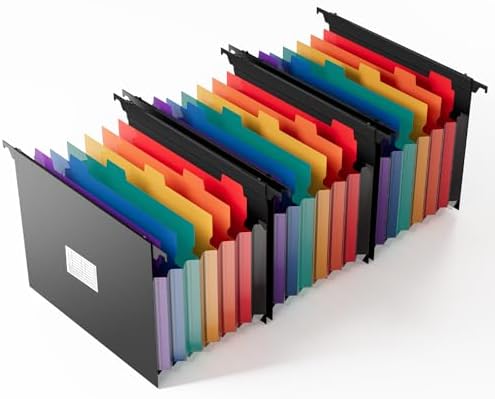 SUIN Expanding Hanging File Folders, 7 Pockets Accordion Organizer, Letter Size 1.2" Expansion with Color Tabs for Filing Cabinets (3) by SuinOffice