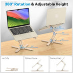 OMOTON LA10 360° Rotating Laptop Stand Riser Foldable for Desk, Gold - Image 2