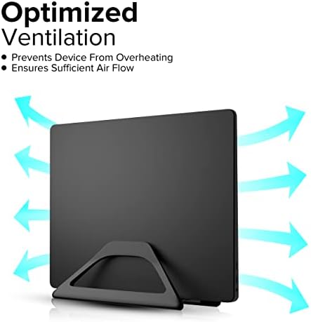 Elestoria Aluminum Vertical Laptop Stand with Gravity Auto-Lock – Adjustable Laptop Holder Vertical fits MacBook Pro/Air, Chromebook & Gaming Laptops up to 17.3" – Space-Saving Desktop Dock - Black - Image 5