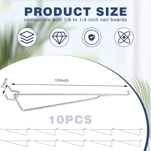 Shimeyao 10 Pcs 10 Inch Pegboard Shelf Brackets, Silver - Image 2