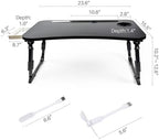 BYMECOST Laptop Desk for Bed, Height Adjustable Laptop Bed Table, Foldable Portable Lap Desk Stand with USB/Storage Drawer/Cup Holder/Slot, Breakfast Tray for Working Reading Writing Eating - Image 5