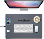 Wireless Charging Mouse Pad, 15W Fast Charge Magnetic Charger Desk Pad, Large Office Desk Mat (23.4x15.6) with Ultra-Smooth Surface, Gray Computer Mousepad for MacBook, PC, Laptop by Hi-HONX