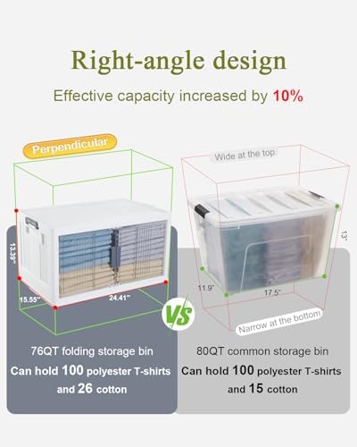 OlarHike 76QT Storage Bins with Lids for Home, Closet, Office, Dorm, 4 Pack - Image 5