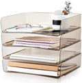 Harloon 4 Tier Paper Organizer Clear Gray Letter Tray Acrylic File Tray by Muasung