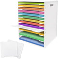 SONGWAY 12x12 Paper Storage Organizer - 15 Tier Desk File Organizer with Adjustable Shelves, Letter Mail Tray, 12x12 Stackable Scrapbook Paper Storage Cube for Home Office Classroom by SONGWAY
