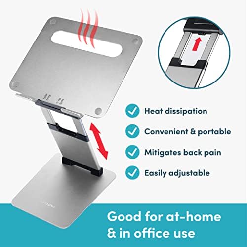 Lifelong Aluminum Adjustable Laptop Stand, Extra Tall 20" Riser, Silver - Image 4