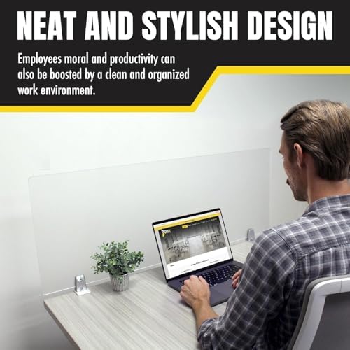 OBEX Clear Acrylic Desk Mounted Privacy Panel, 12" x 48", Clear - Image 2