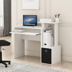 Furinno Econ Desk, 40-in Wide Gaming Desk with Keyboard Tray, Plain White by Furinno-FitsYourSpaceFitsYourBudget