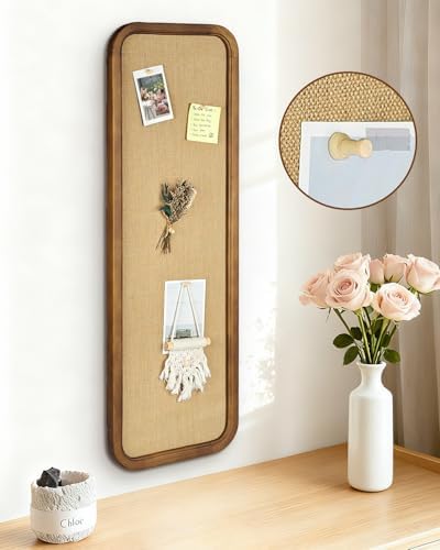 12" x 36" Long Narrow Bulletin Board，Linen Fabric Pin Board with Wooden Frame，Vertical Farmhouse Wall Memo Board for Home Office，Entryway Decor，Linen Board-3090BN - Image 6