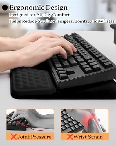Wrist Rest for Computer Keyboard, 2 in 1 Keyboard Wrist Support Pad, Memory Foam Keyboard Riser Holder Lift Tray with Wrist Pad for Easy Typing for Office Desk, Home, School (Square Black) - Image 3
