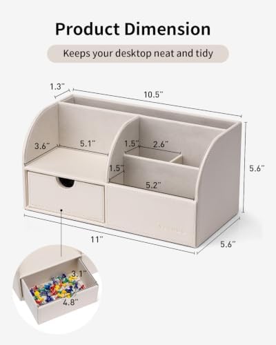 VLANDO PU Leather Desk Organizer with Drawer,6 Compartments - Image 4