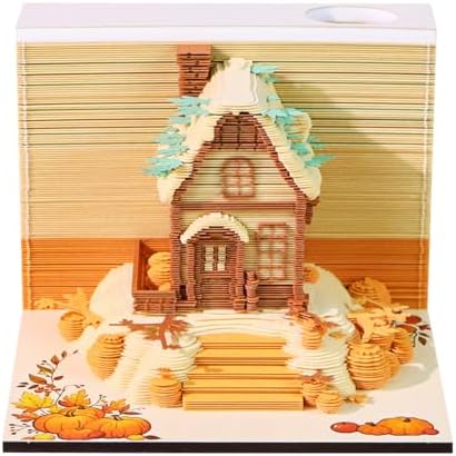3D Memo Pad, 3D Calendar 2027, Time Piece Calendar, Tear-Off Calendars 2027, 3D Paper Carving Art Memo Pad, Art Carving Sticky Notes for Office Home Gifts Ornaments (Pumpkin House) by JCSY