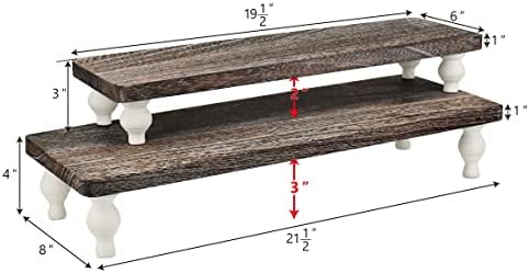 Ikee Design 2 Pcs Set Wooden Display Riser, Cupcake Dessert Display Riser, Countertop Centerpiece Dessert Serving Stand, Artificial Plant Pot Display Stand for Garden Decor, Coffee Color - Image 2