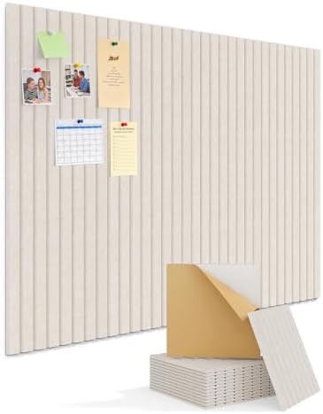 Kuchoow Felt Bulletin Board Tiles Self Adhesive Pin Cork Board Alternative for Wall, Large Panels 48"×36" 12 Pack Beige Corkboard Memo Vision Display Photo Organizer for Office Home Classroom by Kuchoow