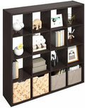 Furinno Simple 16-Cube Storage Organizer, Display Shelf, Dark Oak by Furinno-FitsYourSpaceFitsYourBudget