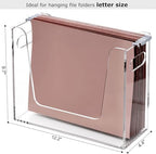 Acrylic Hanging File Organizer, Letter Size Clear File Folder Holder with Handle, Portable Storage Organizer Box for Desk Home Office (No Assembly Required) - Image 2