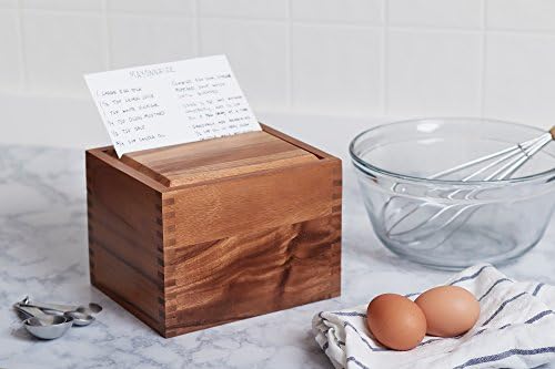 Ironwood Gourmet Acacia Wood Recipe Box with Divider Tabs, 2 Compartment, Single - Image 5