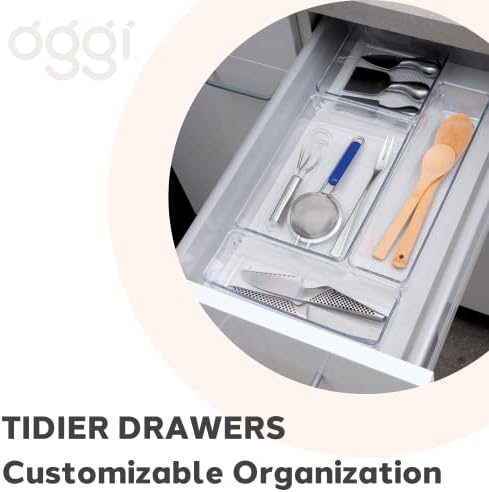 Oggi Clear Drawer Organizer - 6.25" X 9.25" (Set of 6) - Ideal for Organizing Kitchen Drawers, Office, Desk, Silverware, Kitchen Utensils, Cosmetics and Bathrooms - Image 6
