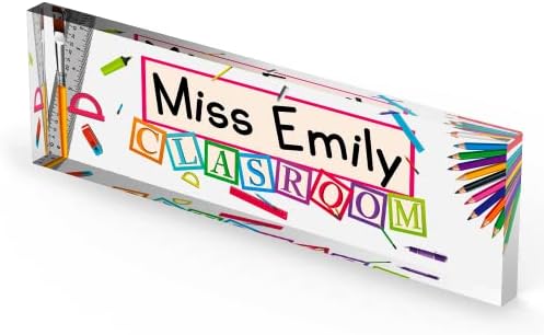 Artblox Acrylic Name Plate, 8'' x 2.5'', Personalized Teacher Desk Sign, Modern Signage - Image 5