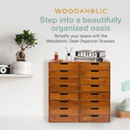 Stackable Modular 4-Pack 16 Drawer Desktop Storage Organizer in Modern Wood Design (20”x7”x 20”) Stackable Drawers For School Office - Crystals, Scrapbook Organization - Declutter Countertop - Image 3