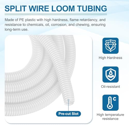 MECCANIXITY 3/4" 20ft Split Wire Loom Tubing w/Installation Tool White - Image 3