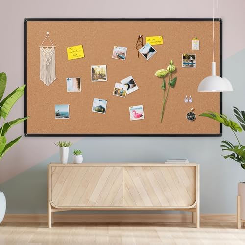 Extra Large Cork Bulletin Board 72" X 48", Black Aluminum Framed 6'x4' Corkboard for Wall, Wall Mounted Notice Pin Board with 18 Push Pins for School, Home & Office - Image 3