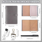 Thenshop Traveling Refillable Leather Journal Notebook, Gray, A5 Size - Image 2