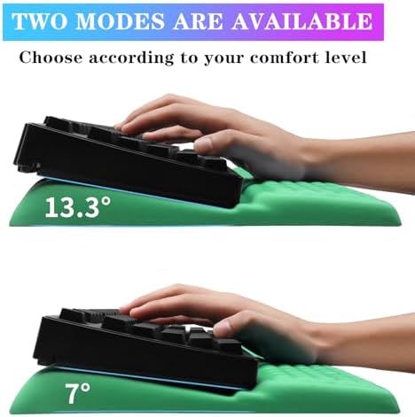 Computer Keyboard Stand with Wrist Rest, Ergonomic Tilted Keyboard Holder - Keyboard Riser with Wrist Pad - Keyboard Tray Support for Office Home - Green - Image 2