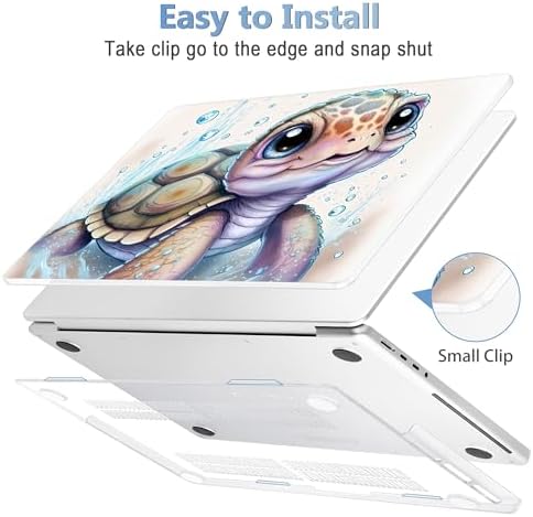 Mektron for 2026 MacBook Pro 14-inch M5 Case A3427 A3426 Fits 2025-2021 A3434 M4 A3112 A3401 A3185 M3 A2918 A2992 M2 A2779 M1 A2442 Pro/Max, Printed Plastic Hard Shell Laptop Cover, Cute Turtle - Image 3