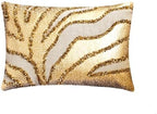 The HomeCentric Gold 12"x20" (30x50 cm) Lumbar Pillow Cover, Faux Leather Animal, Leopard Spots & Sequins Oblong Pillow, Applique Pattern Modern Style - Leopard Spotlight by TheHomeCentric