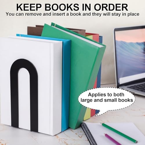 Chunful 8 Pcs Black Metal BookEnds Shelves, 7.5 x 5.75 x 3.5 in - Image 4