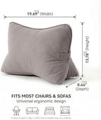 Pat. Pend. Corduroy Lumbar Support Pillow for Watching TV, Reading & Gaming, Triangle Cushion for Sofa, Armchair, Couch or Bed, Removable Washable Cover, Light Gray - Image 5