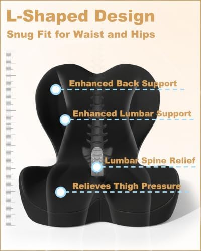 Office Chair Seat Cushion with Back Lumbar Support, Ergonomic Memory Foam - Image 6