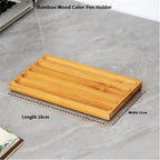 Pen holder Organizer of Office desks,Walnut Desk Pen Stand,Wave Pen Tray Accessory,Teacher Gifts,Suitable for School,Home,Desktop Art Accessories (Log, 5 Grid) - Image 2