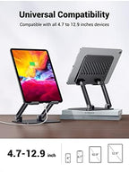 UGREEN Tablet Stand Holder for Desk Dual Rod Support Aluminum Tablet Holder Adjustable Multi-Angle Home Office Accessories Compatible with iPad Pro 13 12 11 10.5 Air Mini 5 4 3 2 Phone E-Reader Black - Image 5