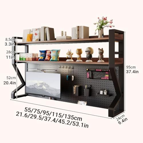 Metal Desk Storage Shelf，Desk Shelf Organizer with Pegboard & Accessories - Image 7