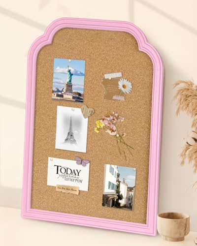 Cork Bulletin Board, 17.7"*23.6" Pin Board with Pink Frame, Decorative Hanging Message Board for Home Office School - Memos, Notes, Photos, Vision Board(PK-4560) - Image 3