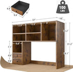 REIBII Desktop Bookshelf, 8 Shelves Desk Hutch for Dorm Room, Rustic Brown - Image 2