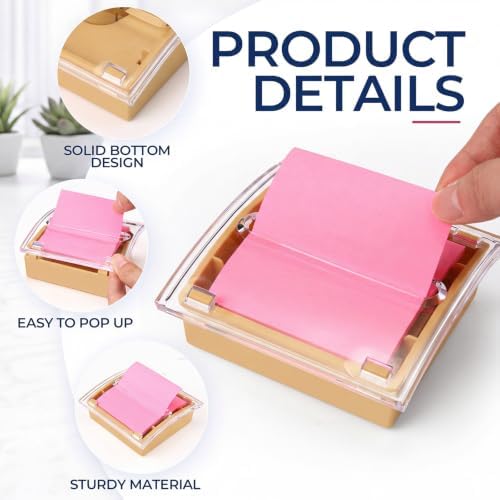 Eaasty 4 Pcs Pop Up Sticky Note Dispenser 3 x 3 Inch Pastel Cute Sticky Note Holder with 8 Pads Pop Up Stick Notes Transparent Top Colorful Base Notes Holder for Women Office Home Desk - Image 3