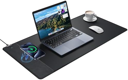 ExtreLife Wireless Charging Mouse Pad, Gaming Mouse Pad with Ultra-Smooth Surface, 31.5”x15.75” Large Desk Mat, Non-Slip Rubber Base, Waterproof Computer Keyboard Pad for Gaming, MacBook, Laptop, Desk by ExtreLife